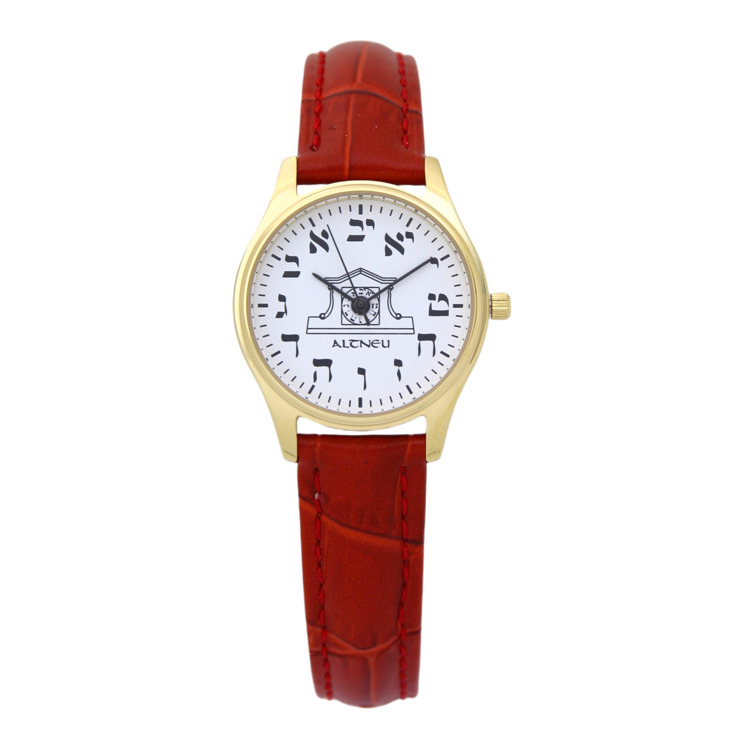 Womens Altneu Hebrew backwards watch - Red Leather