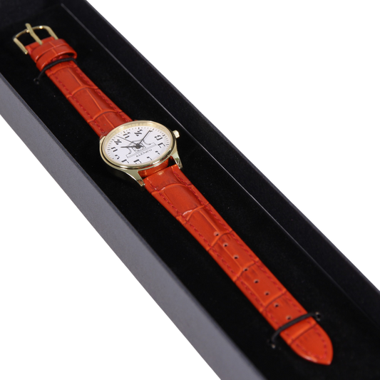 Womens Altneu Hebrew backwards watch - Red Leather