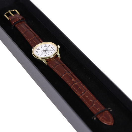 Womens Altneu Hebrew backwards watch - Dark Brown Leather