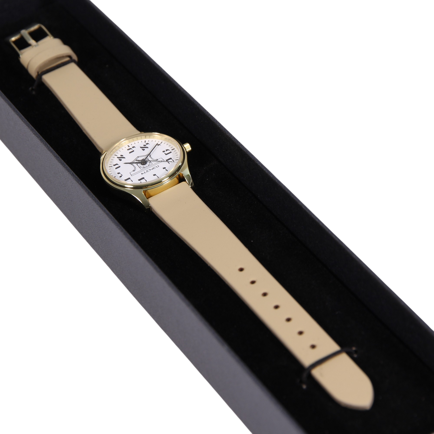 Womens Altneu Hebrew backwards watch - Coffee Leather