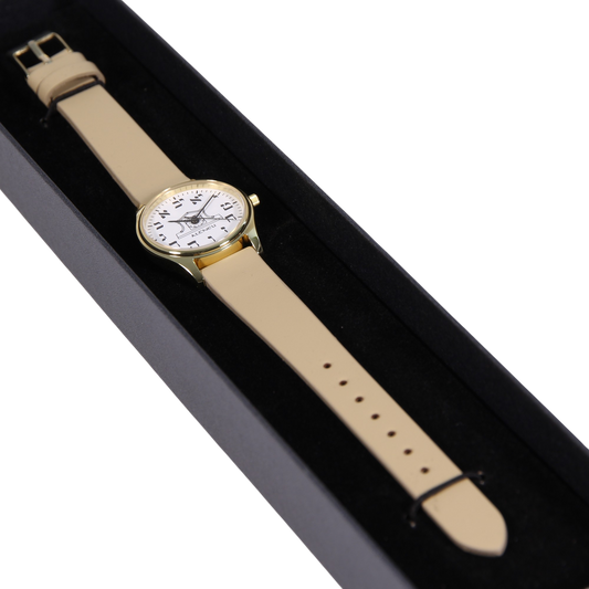 Womens Altneu Hebrew backwards watch - Coffee Leather
