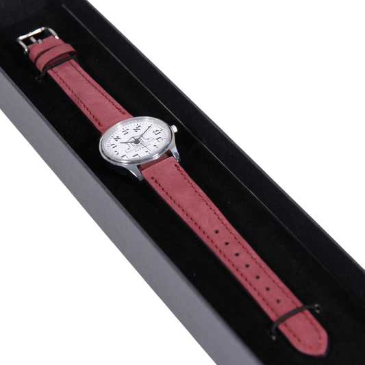 Womens Altneu Hebrew backwards watch - Wine red Leather