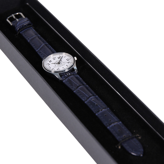 Womens Altneu Hebrew backwards watch - Dark Blue Leather