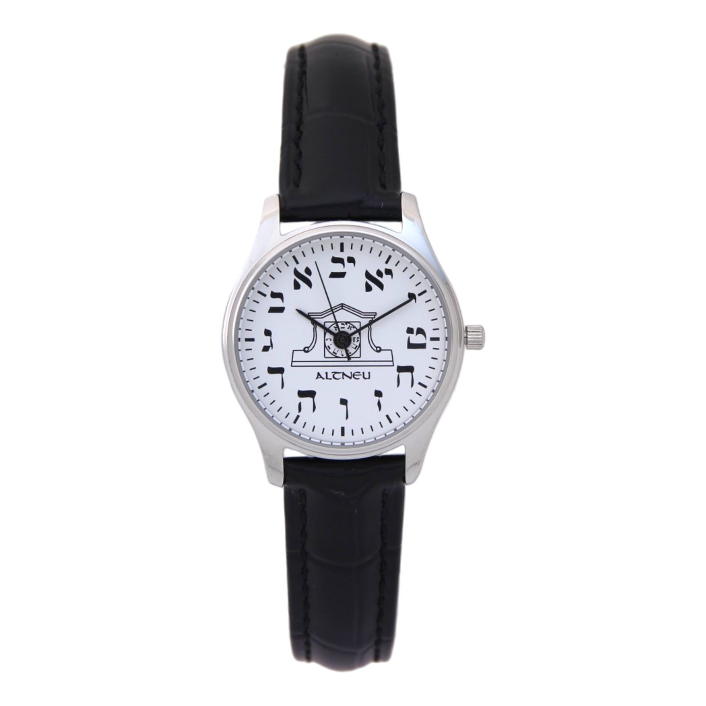 Womens Altneu Hebrew backwards watch - Black Leather