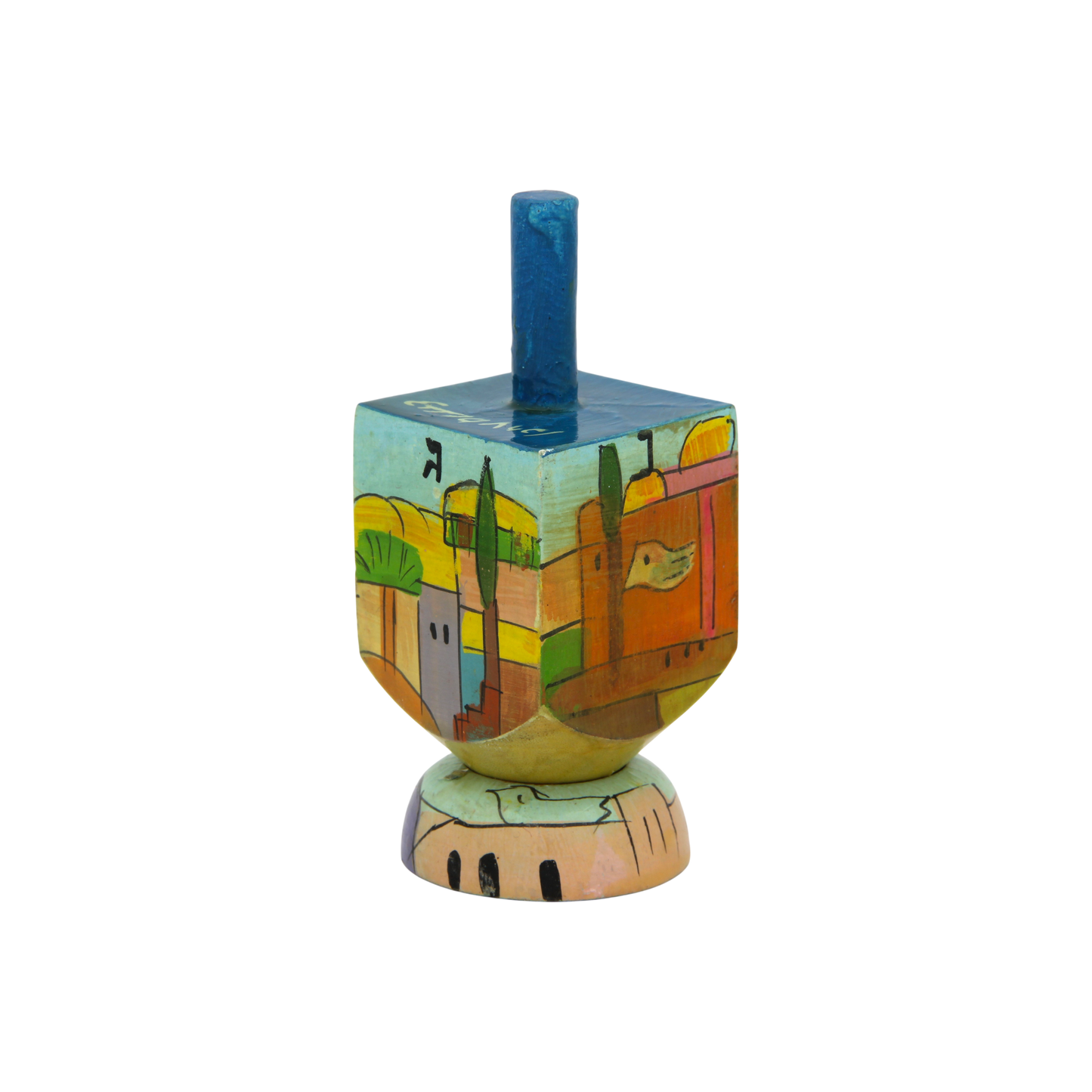 Wooden Dreidel Emanuel - Jerusalem (Oriental)