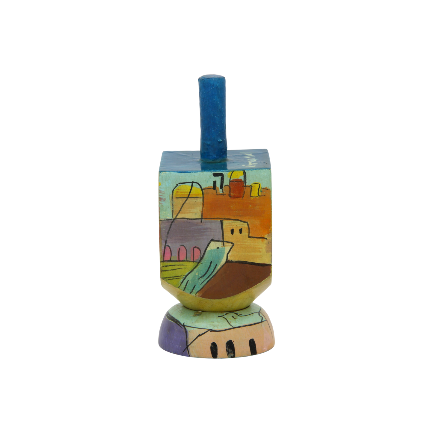 Wooden Dreidel Emanuel - Jerusalem (Oriental)