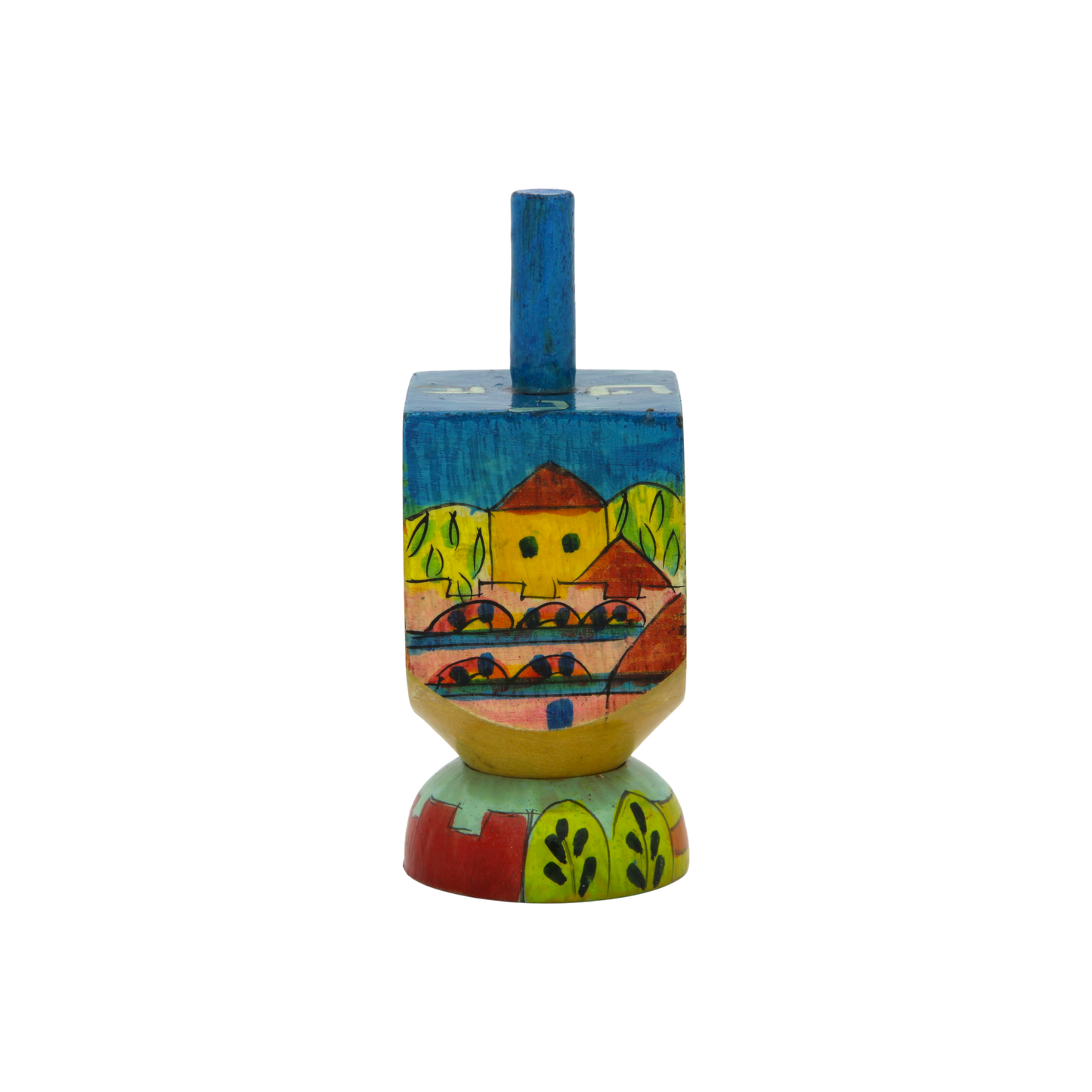 Wooden Dreidel Emanuel - Walls of Jerusalem (Oriental)