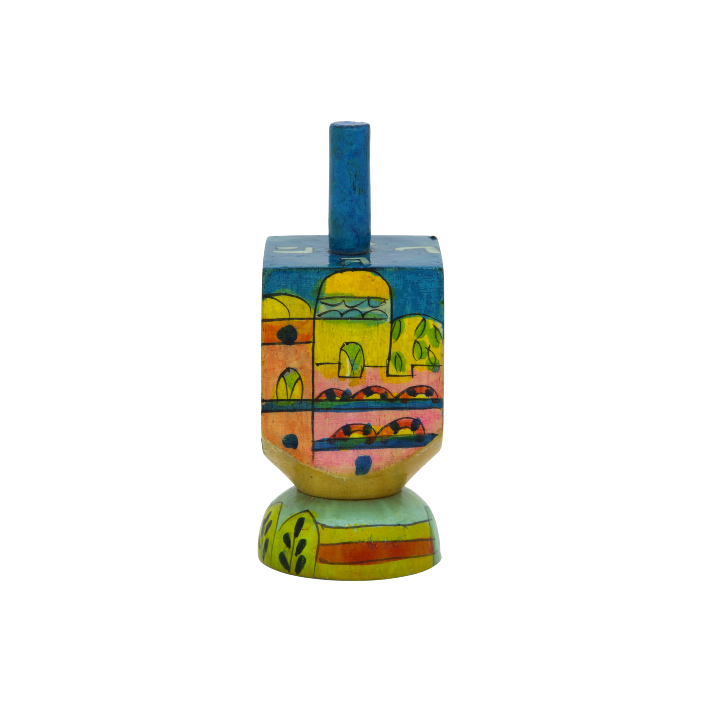 Wooden Dreidel Emanuel - Walls of Jerusalem (Oriental)