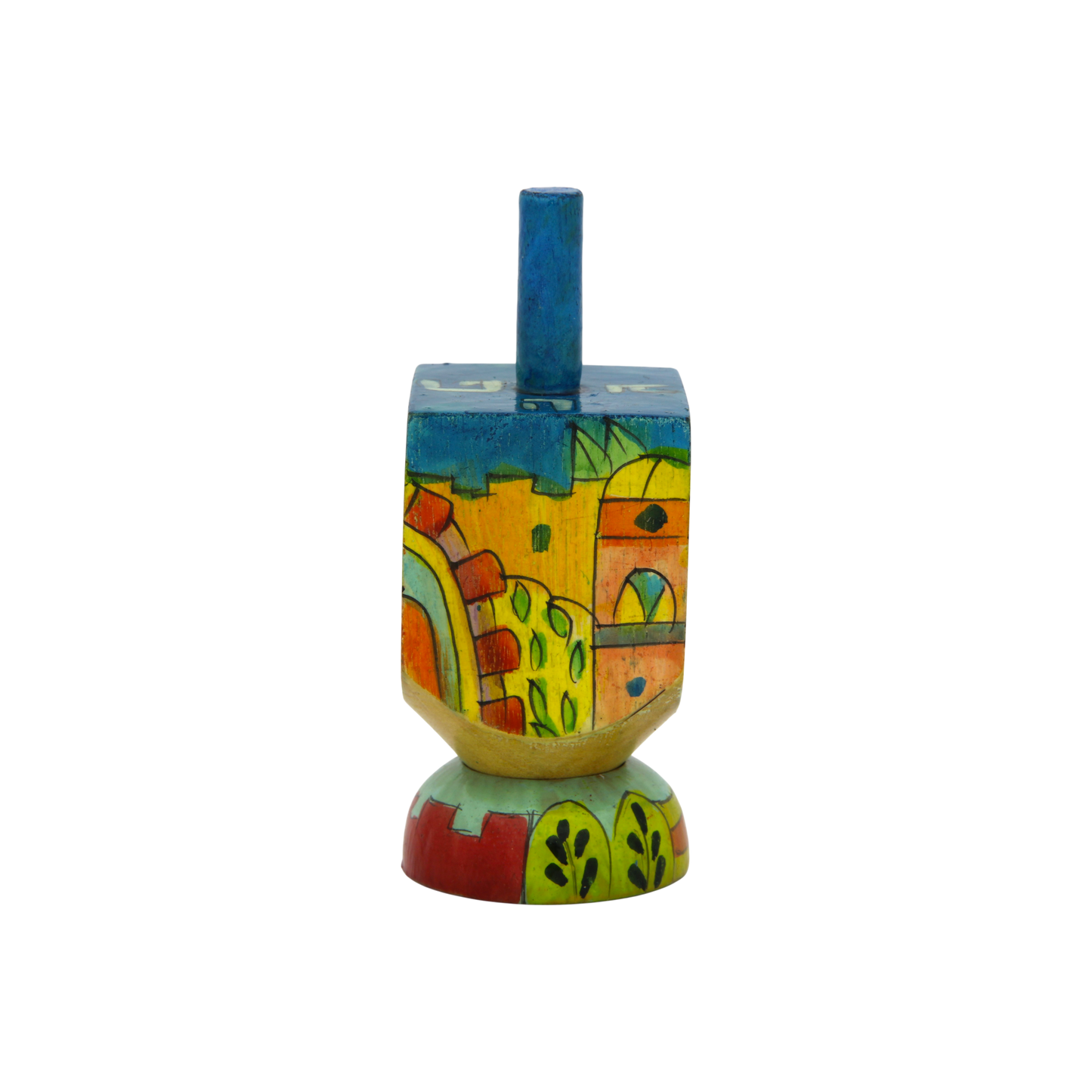 Wooden Dreidel Emanuel - Walls of Jerusalem (Oriental)