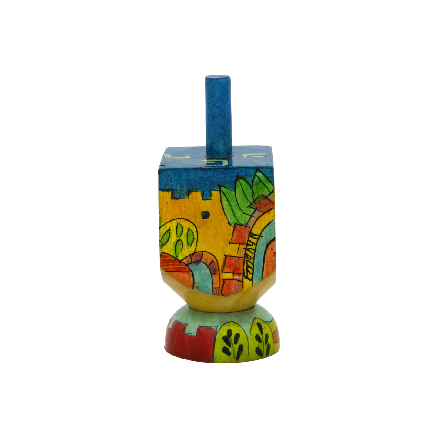 Wooden Dreidel Emanuel - Walls of Jerusalem (Oriental)