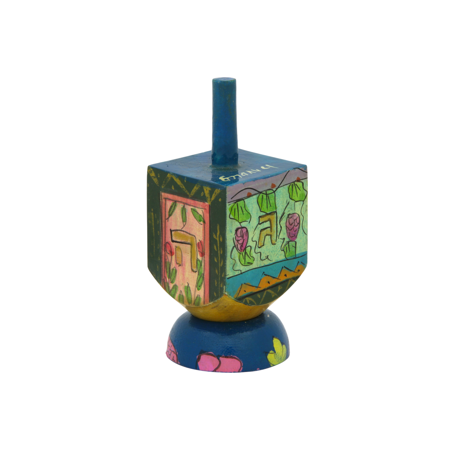 Wooden Dreidel Emanuel - Floral (Oriental)