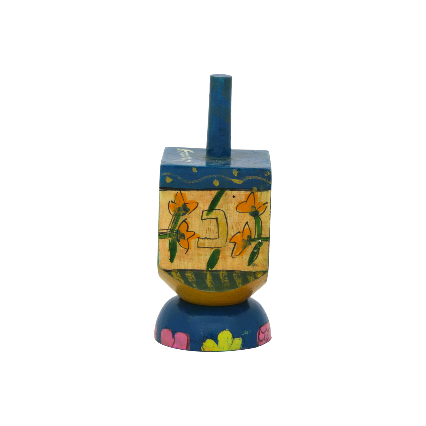 Wooden Dreidel Emanuel - Floral (Oriental)