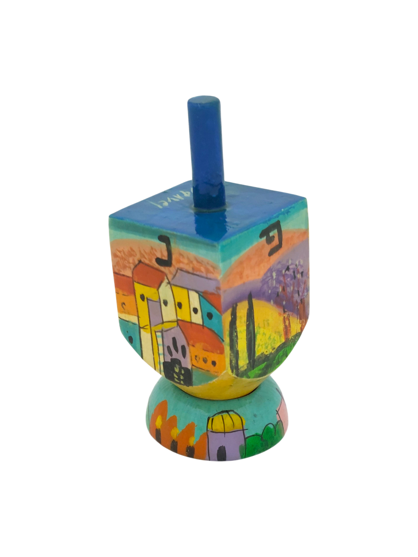 Wooden Dreidel Emanuel - Jerusalem View (Oriental)