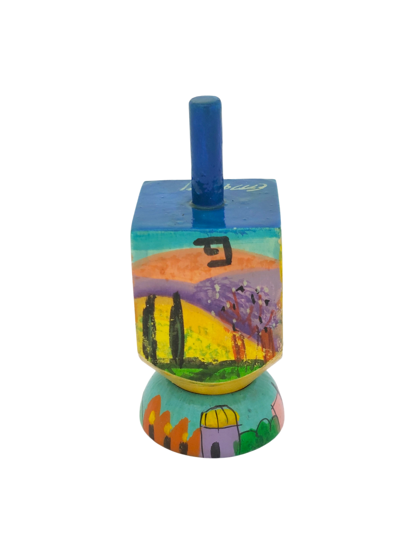 Wooden Dreidel Emanuel - Jerusalem View (Oriental)