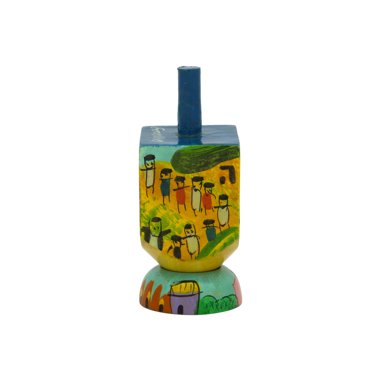 Wooden Dreidel Emanuel - Jerusalem View (Sham)