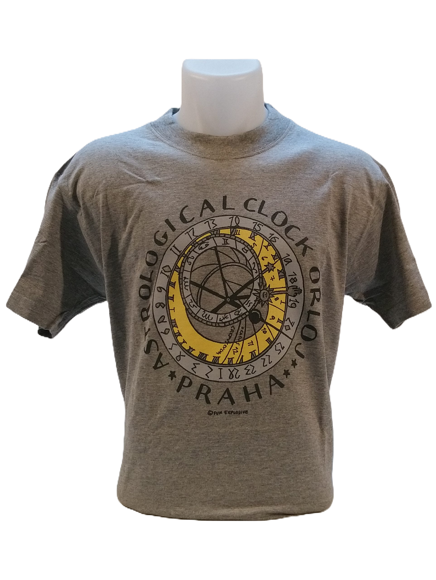 T-shirt Prague Astronomical Clock Grey