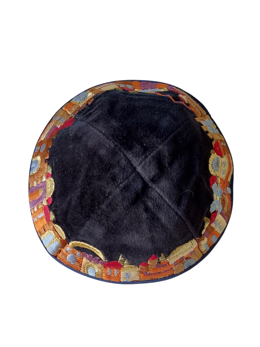 Kippah Emanuel - Velvet - Embroidered - Jerusalem