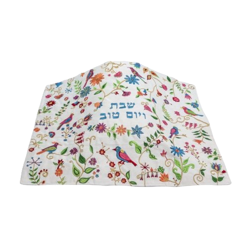 Přikrývka na chalu vyšívaná - ptáčci a kytky