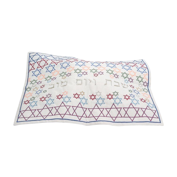Přikrývka na chalu vyšívaná - Davidova hvězda