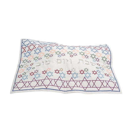 Přikrývka na chalu vyšívaná - Davidova hvězda