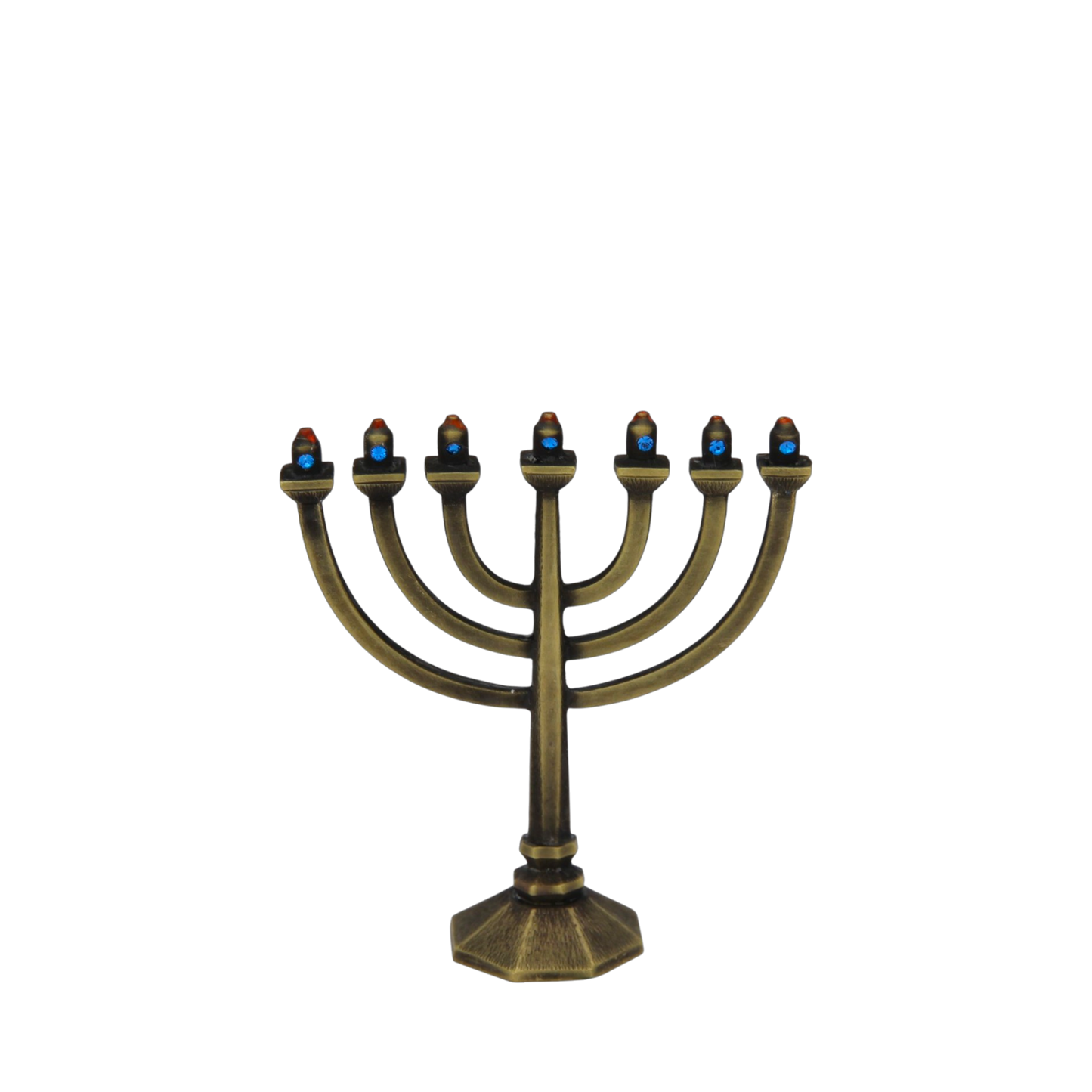 Crystal Mini-Menorah - Old Brass