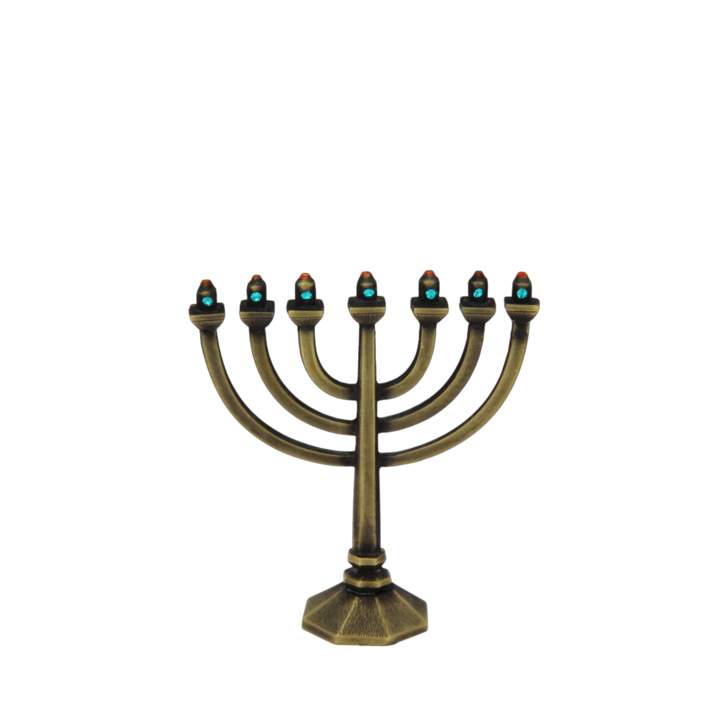 Crystal Mini-Menorah - Old Brass