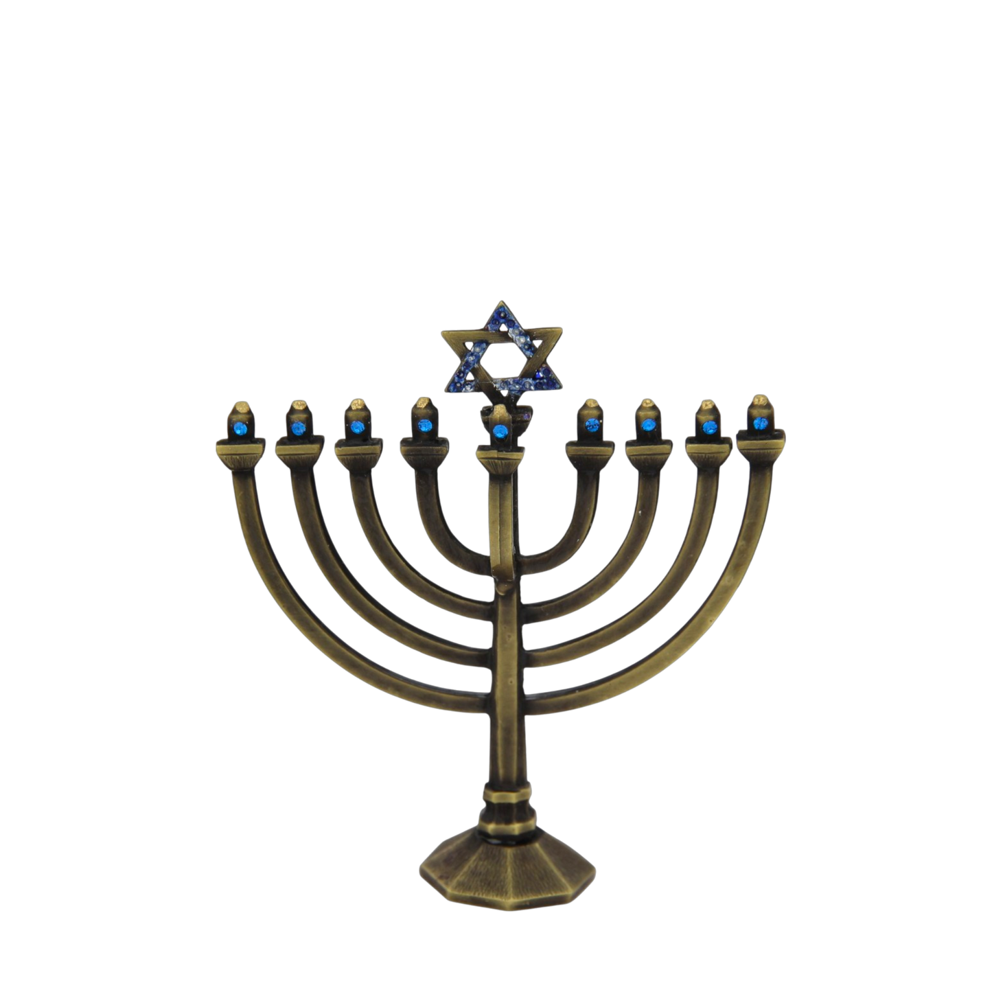 Crystal Mini-Chanukiah - Old Brass