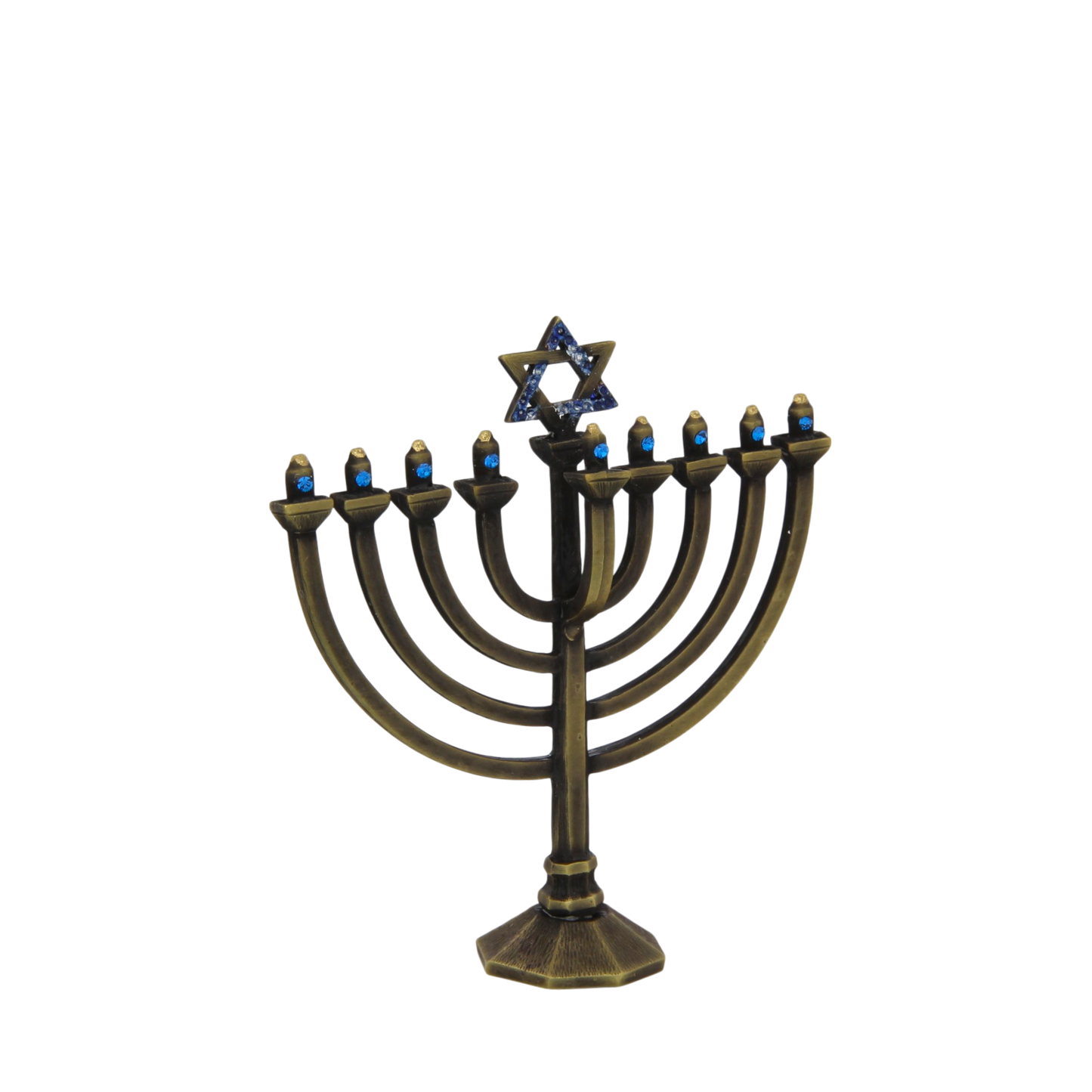 Crystal Mini-Chanukiah - Old Brass