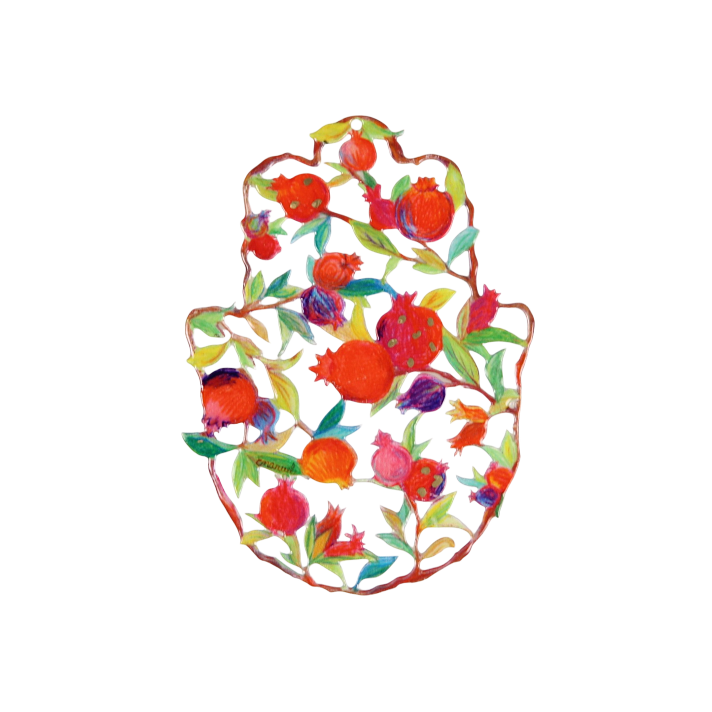 Small Hamsa wall hanging Emanuel - Pomegranates