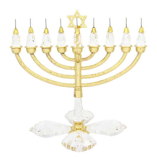 Crystal Chanukiah - Gold plated