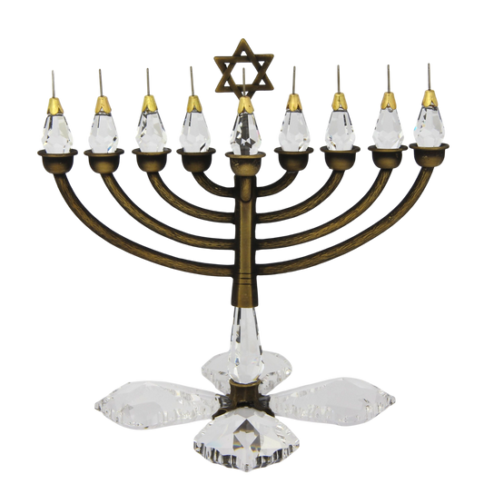 Crystal Chanukiah - Old Brass