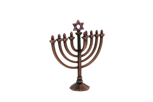 Crystal Mini-Chanukiah - Old Copper - Fuchsia