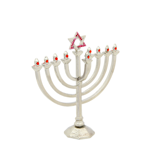 Crystal Mini-Chanukiah - Silver plated - Hyacinth