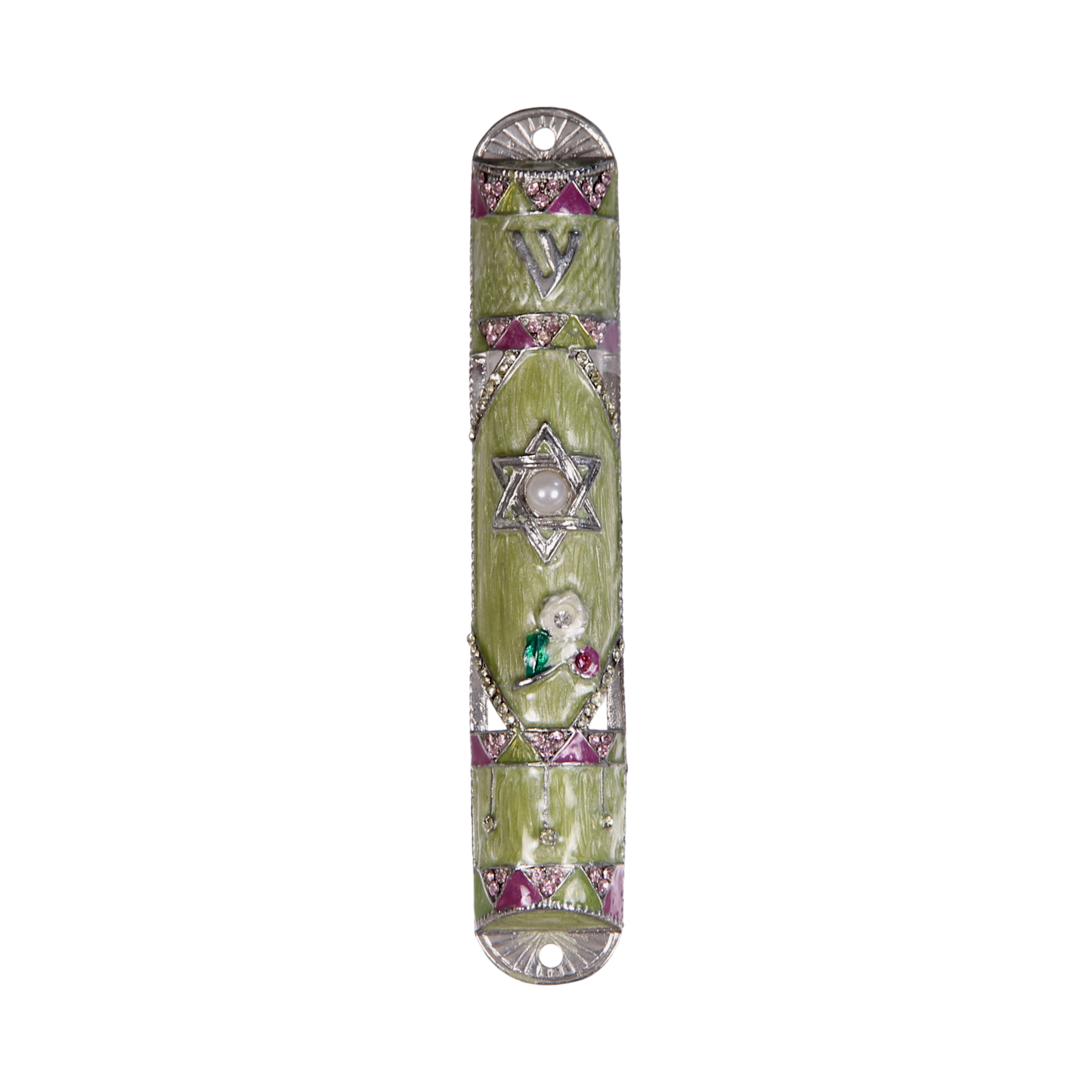 Glazed Mezuzah with Star of David and Shin