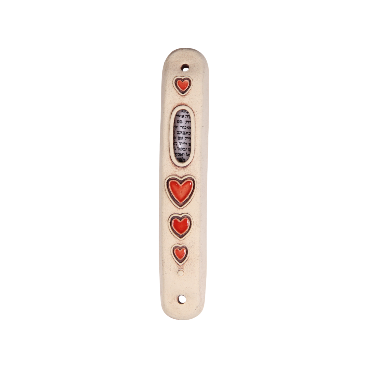 Ceramic Mezuzah - Hearts, Flowers