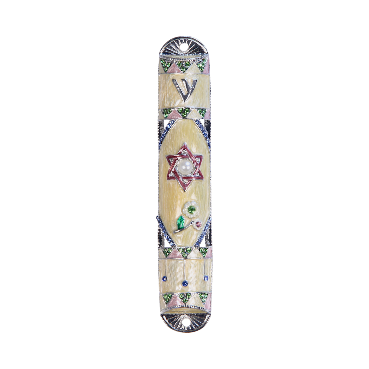 Glazed Mezuzah with Star of David and Shin