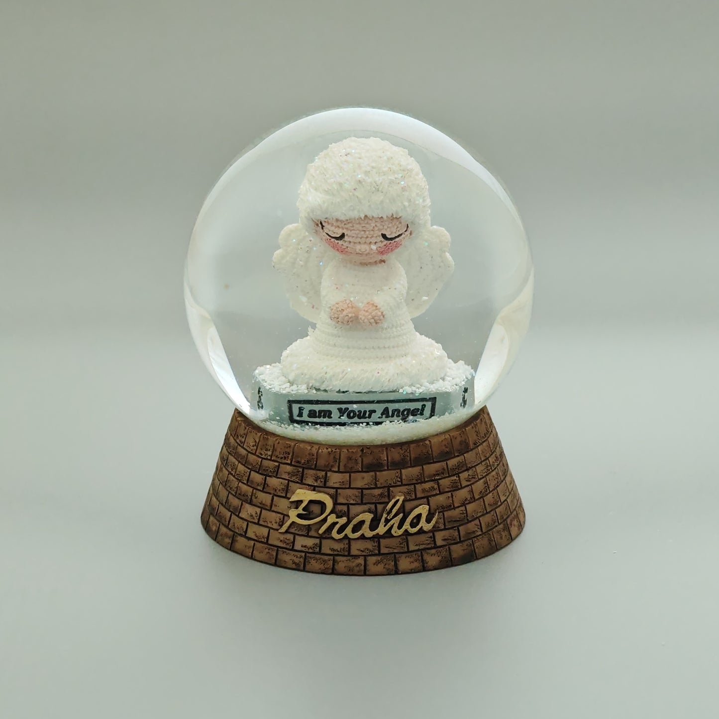 Snow Globe - Angel from Prague - White