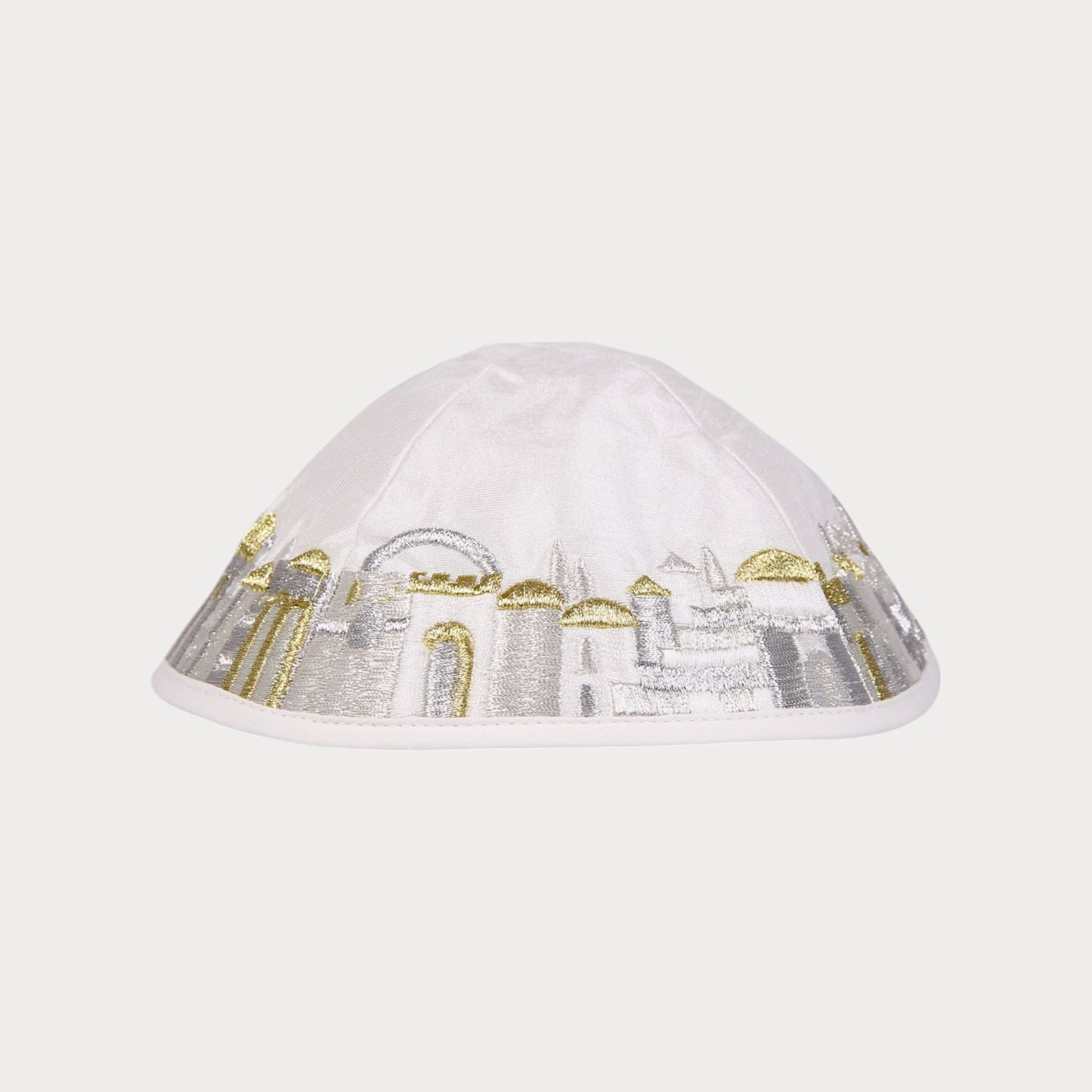 Kippah Emanuel - Embroidered - Jerusalem - Silver - Golden