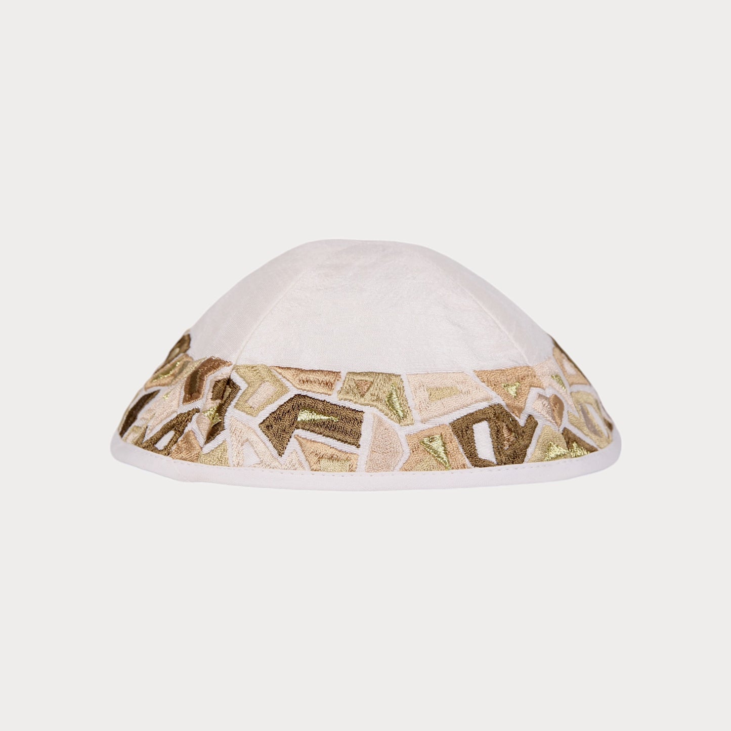 Kippah Emanuel - Embroidered - Geometric shapes - Golden - Brown