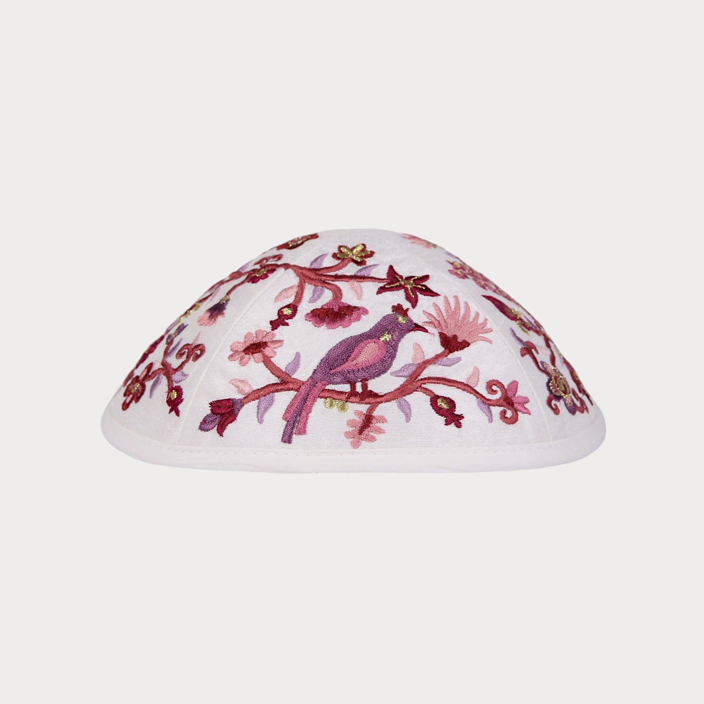 Kippah Emanuel - Embroidered - Burgundy Birds