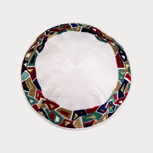Kippah Emanuel - Embroidered - Geometric shapes - Multicoloured