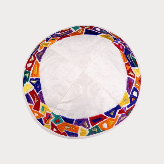 Kippah Emanuel - Embroidered - Geometric shapes - Multicoloured