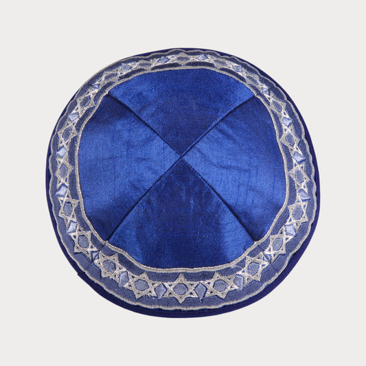 Kippah Emanuel - Embroidered - Magen David - Blue