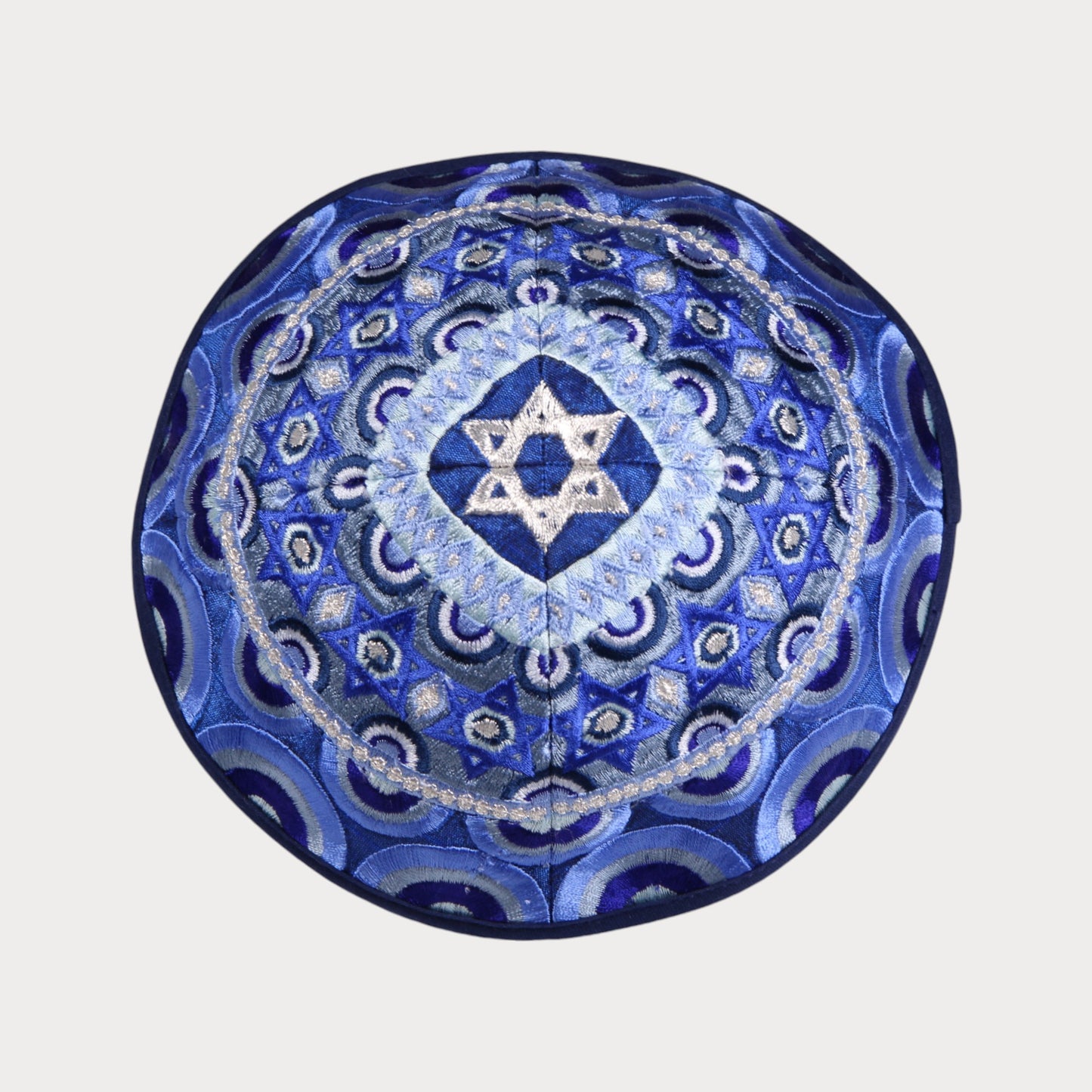 Kippah Emanuel - Embroidered - Harmony - Blue