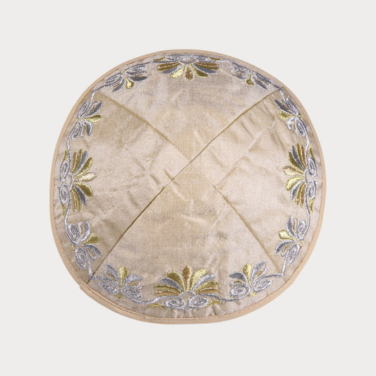 Kippah Emanuel - Embroidered - Waves - Golden