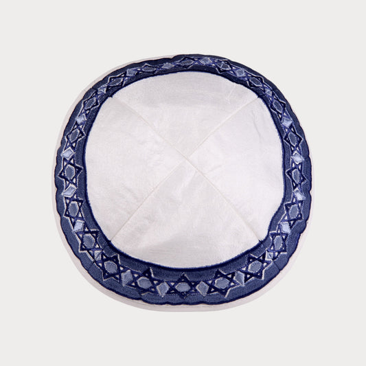 Kippah Emanuel - Embroidered - Magen David - Blue - white