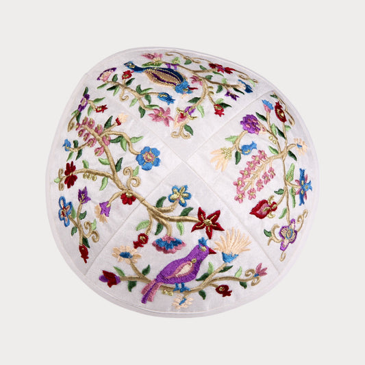 Kippah Emanuel - Embroidered - Multicoloured Birds