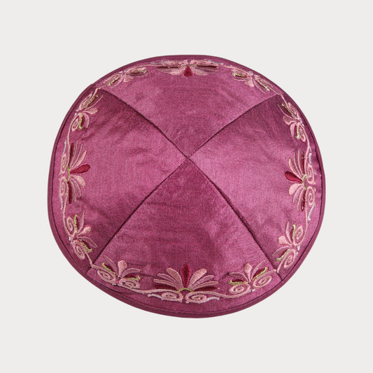Kippah Emanuel - Embroidered - Waves - Maron