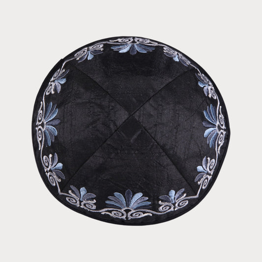 Kippah Emanuel - Embroidered - Waves - Black