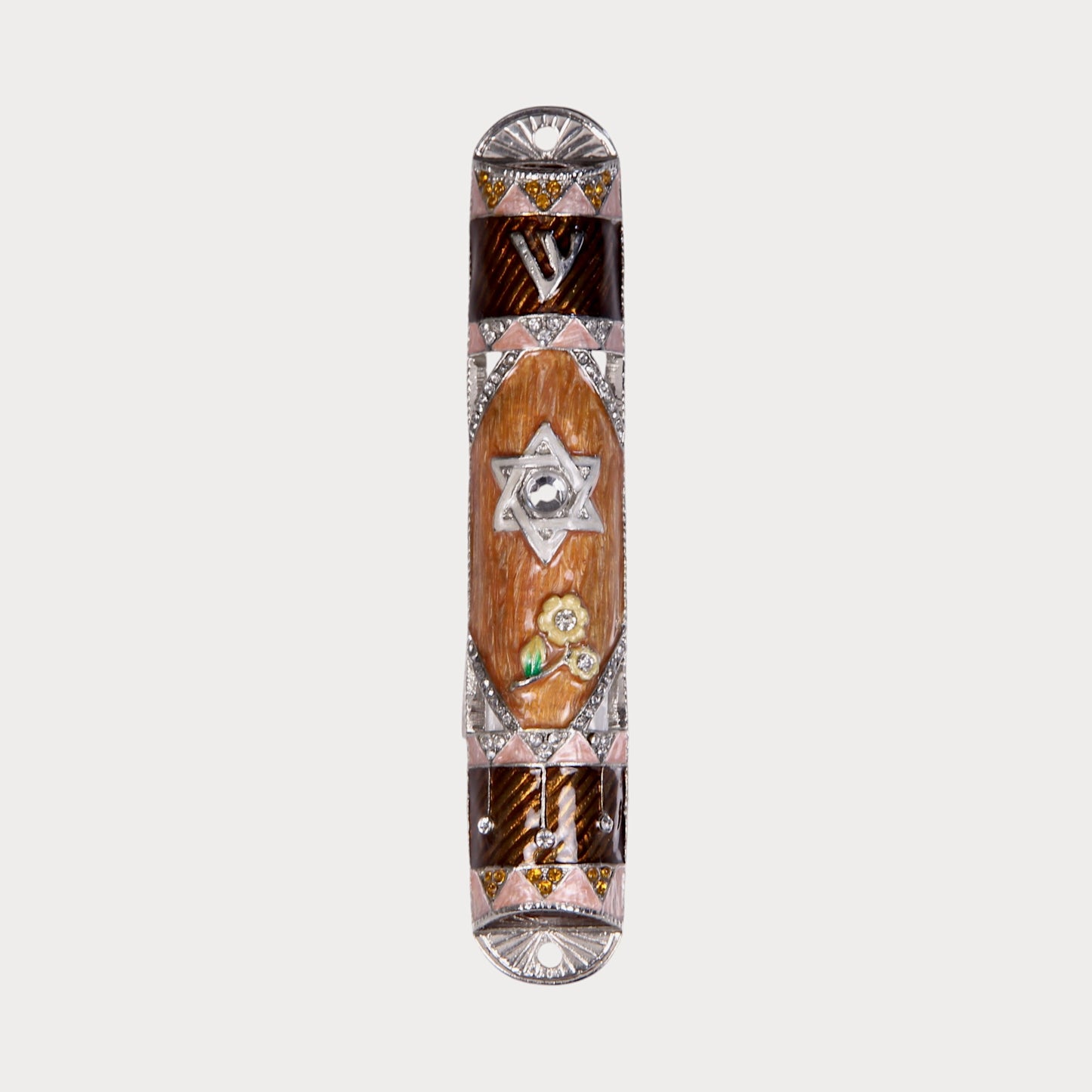 Glazed Mezuzah with Star of David and Shin